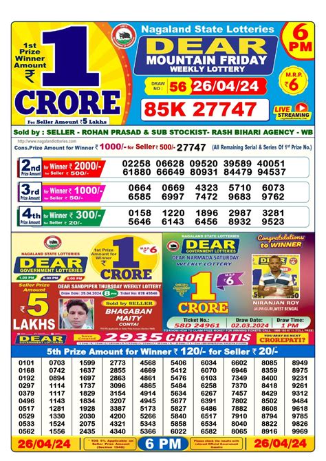 Lottery Sambad 26 Tarik Result 1 PM, 6 PM, 8 PM .